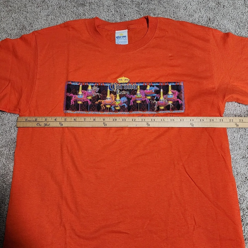 Corona Extra Playa del Carmen Mexico T Shirt Size Large Orange Carousel - Picture 7 of 8